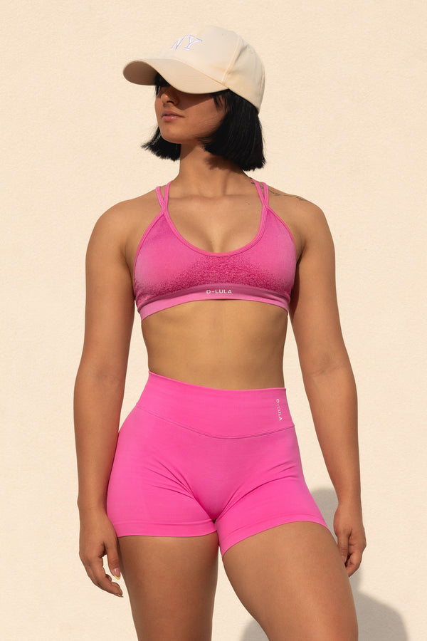 FIT-AURA STRAP BACK SPORTS BRA PINK CRUSH