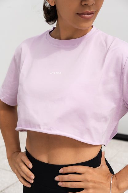 PALE MAGENTA CROP TEE- OVERSIZED