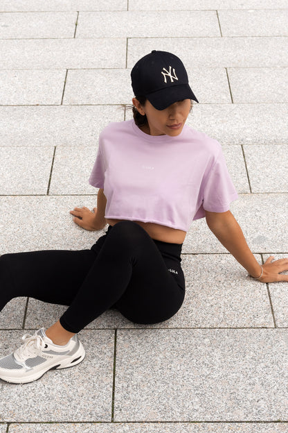 PALE MAGENTA CROP TEE- OVERSIZED