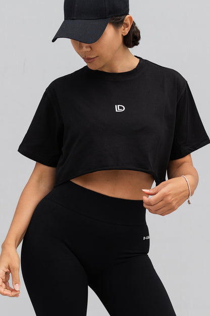 RAVEN BLACK CROP TEE-OVERSIZED