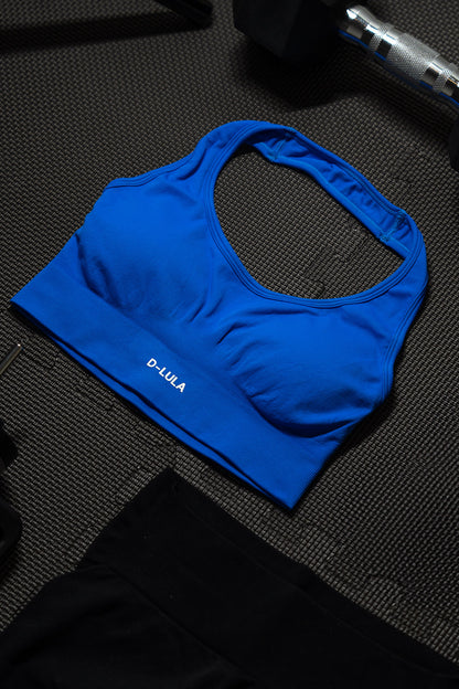 ELECTRIC BLUE DEFINE SPORTS BRA - HALTER NECK