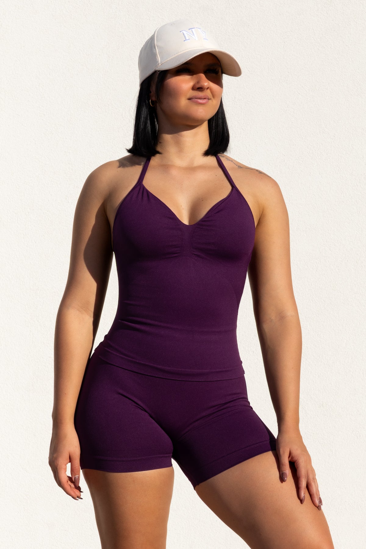 SHAPE LONGLINE TOP in purple