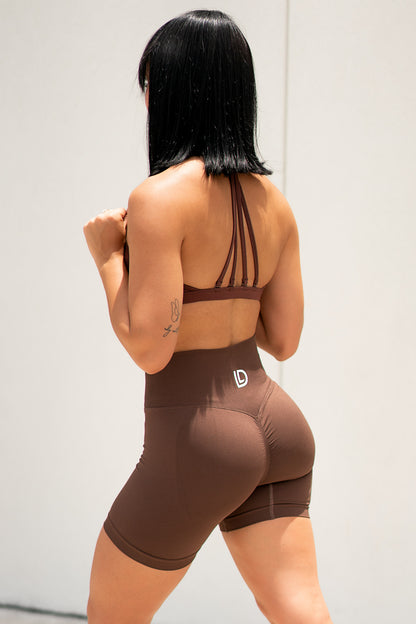 COCOA BROWN SOLID SHORTS - SCRUNCH