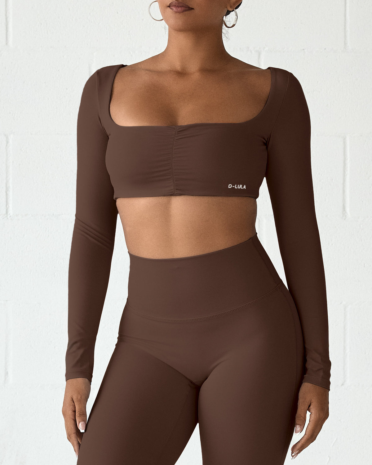 LUXE MOTION LS CROP TOP ESPRESSO