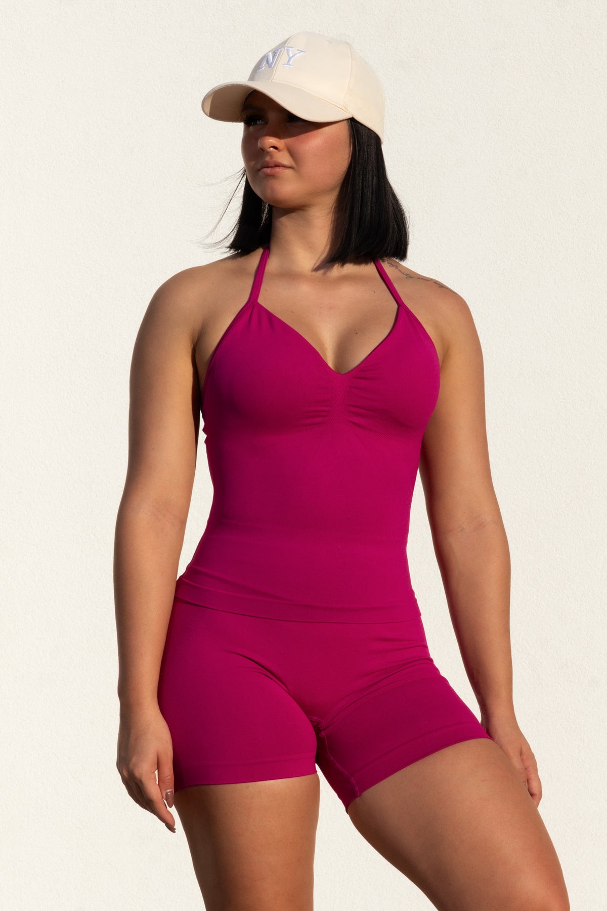 SHAPE LONGLINE TOP in rose