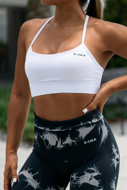 WHITE SLEEK SPORTS BRA